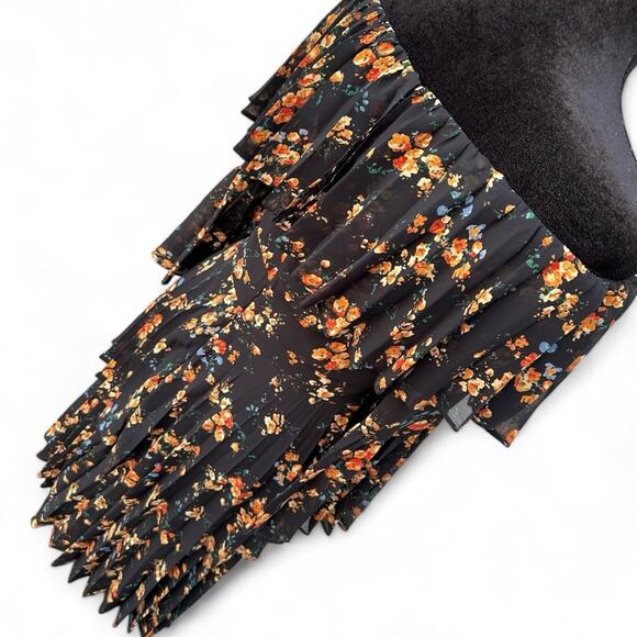 Revolve Bardot Ditsy Layered Black Floral Dress | Off Shoulder Spring Coquette - Picture 7 of 13